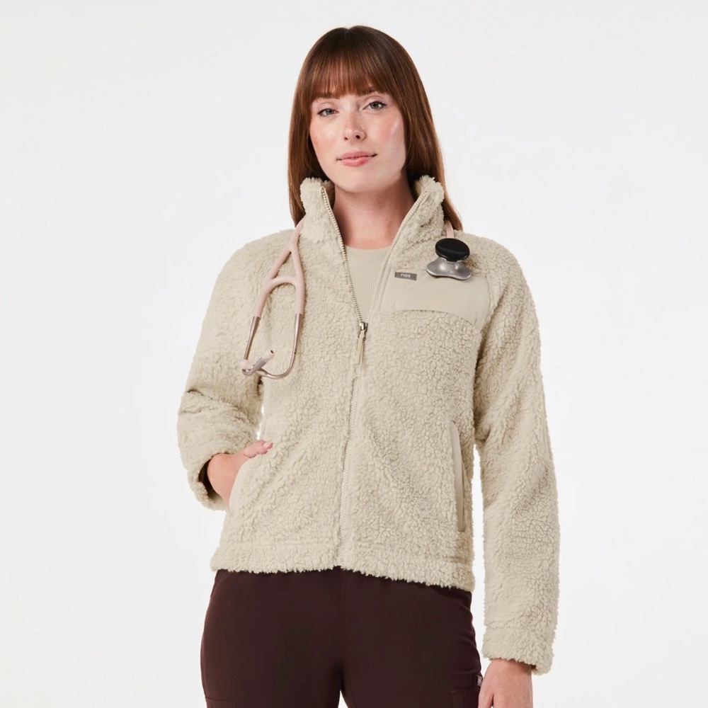 FIGS On-Shift High Pile Fleece Bomber Jacket